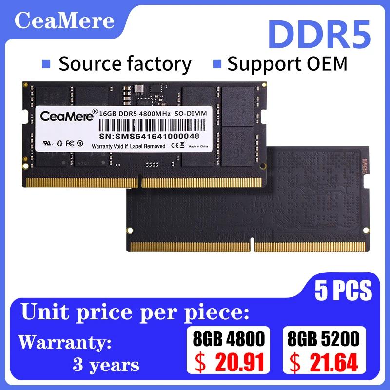 CeaMere DDR5 Ʈ ޸ ī, ޸ 288  RAM, 8G,16G,32G,4800Mhz, 5200Mhz, 5600Mhz,  ޸ , 5 PCs